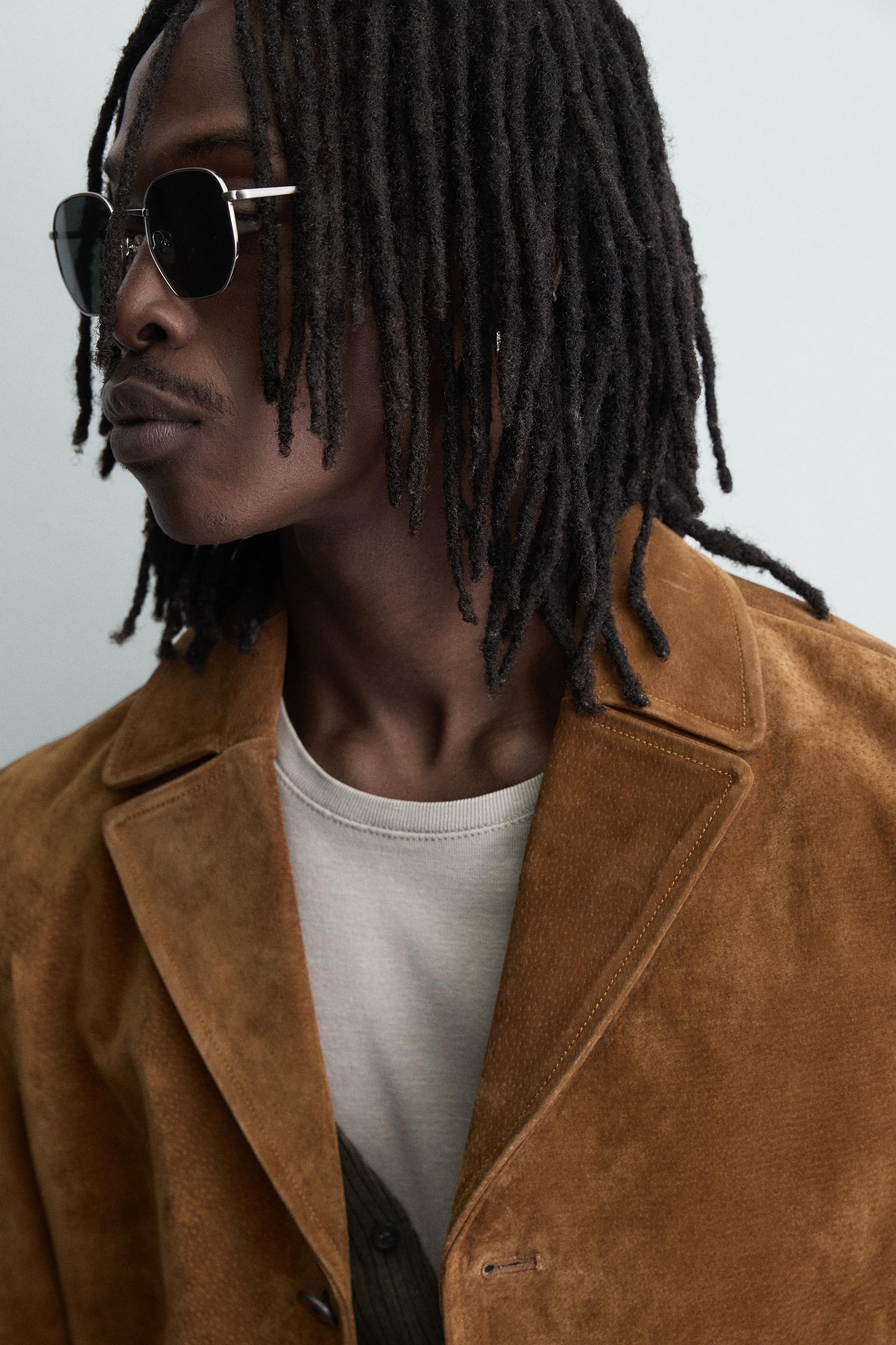 BLOUSON EN CUIR CROÛTE DE